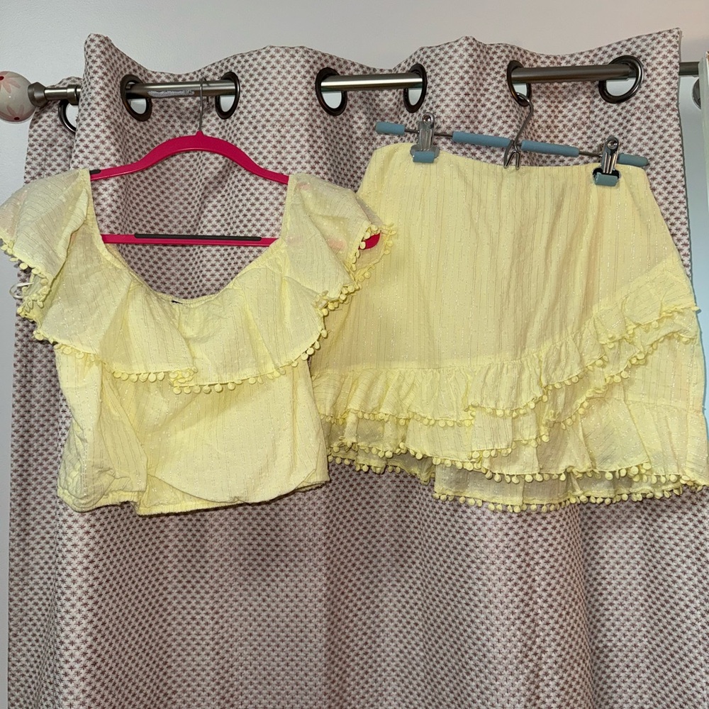 Blue Blush Soft Yellow Textured Blouse